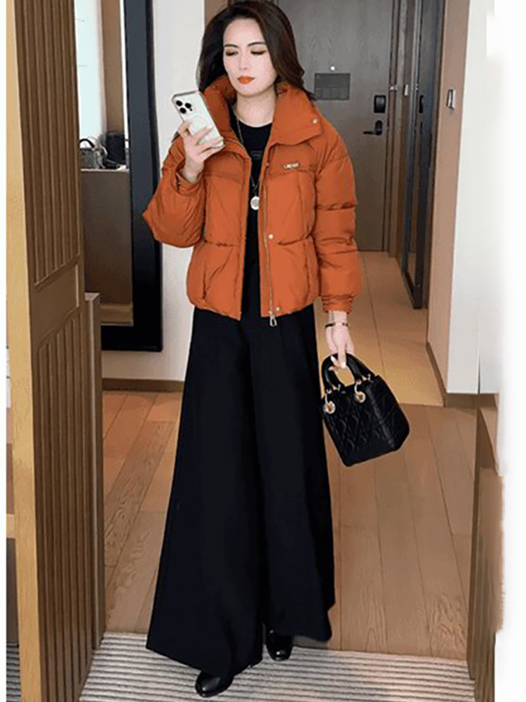 时尚休闲短款加厚棉服女2025冬季新款韩版宽松立领小个子保暖外套