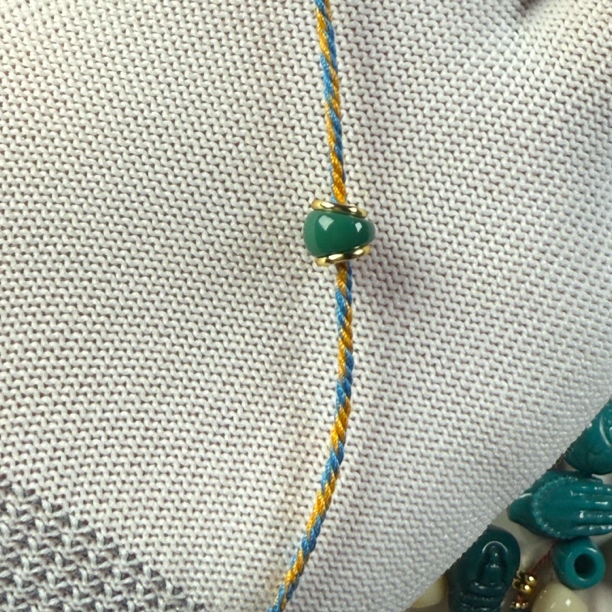 纯手工绿色精工斜切大肠马蹄珠时尚镶嵌简约单圈隔珠编织编绳