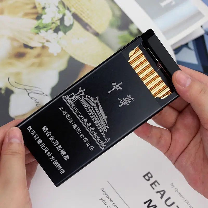 铝合金烟盒烟盒20支装便携粗支细支自动弹烟保护盒下滑可定制图案