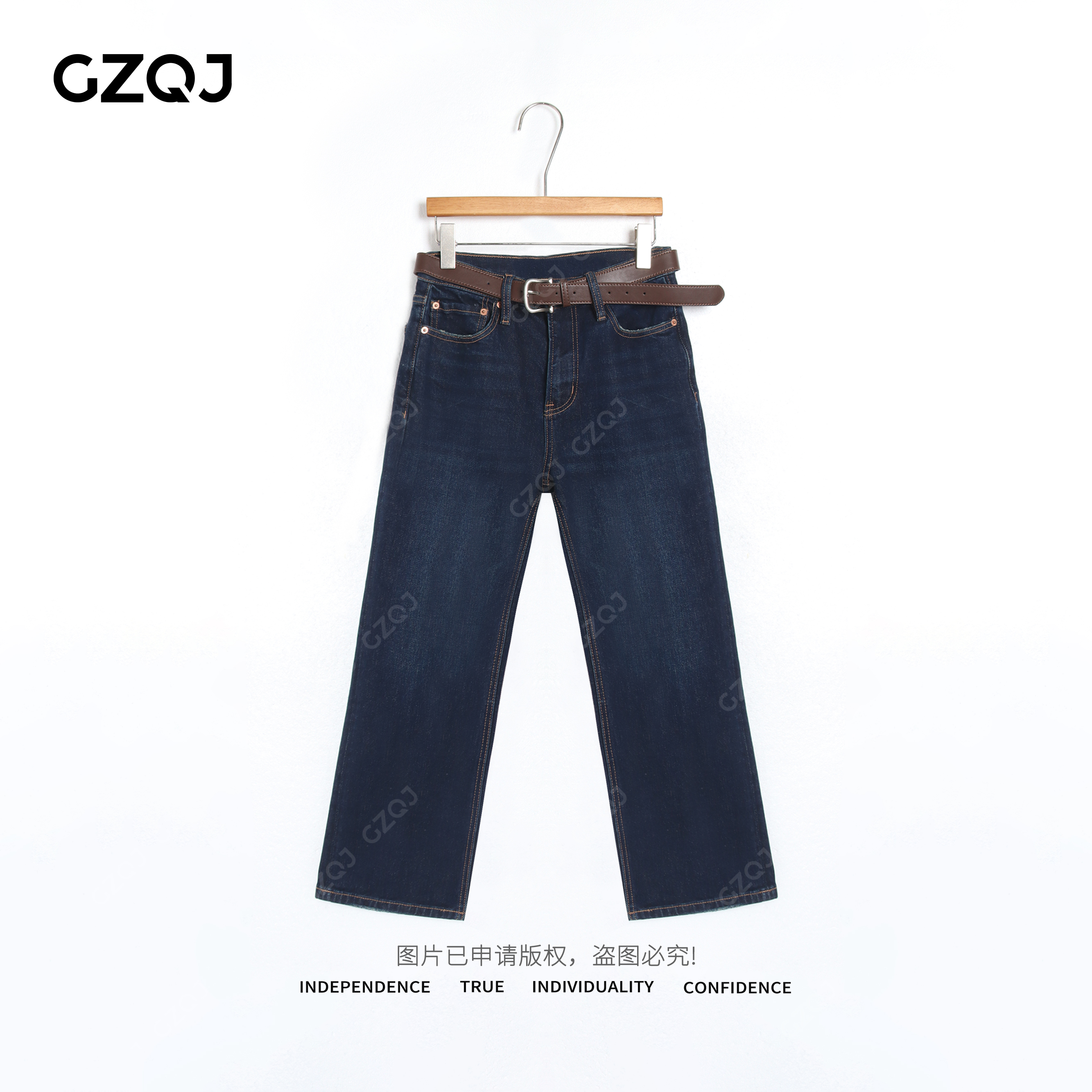 老琴私服【竹竿裤】设计师显瘦直筒烟管九分牛仔裤女秋季33261