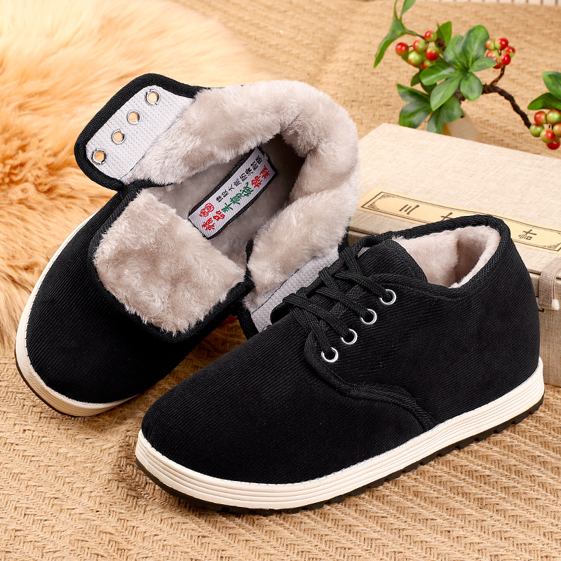 冬季老北京布鞋男款棉鞋高帮加绒加厚保暖舒适中老年防寒爸爸鞋子