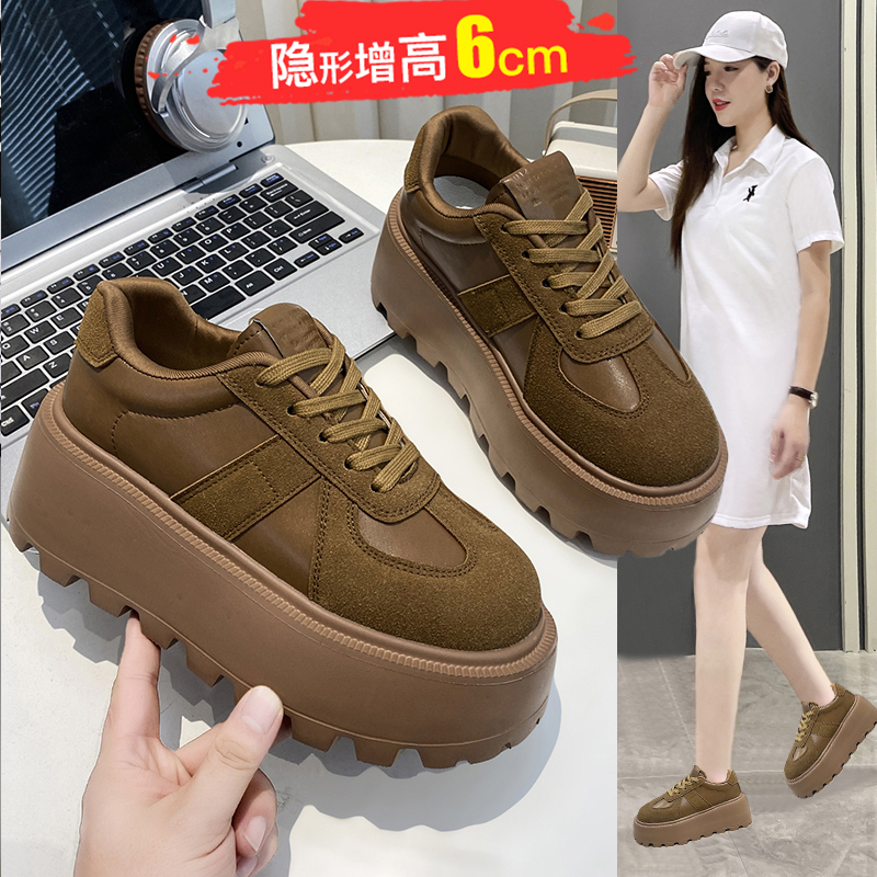 增高女鞋6cm2025秋冬新款休闲松糕鞋百搭老爹鞋厚底加绒板鞋女