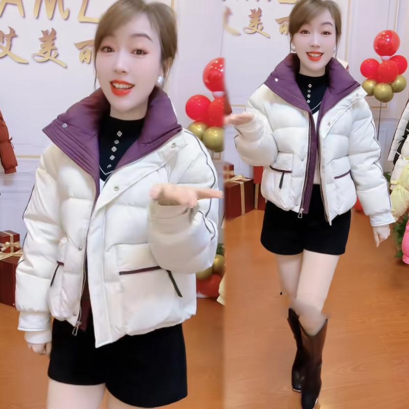 时尚短款羽绒棉服女冬季洋气减龄显瘦加厚保暖立领百搭棉袄子外套