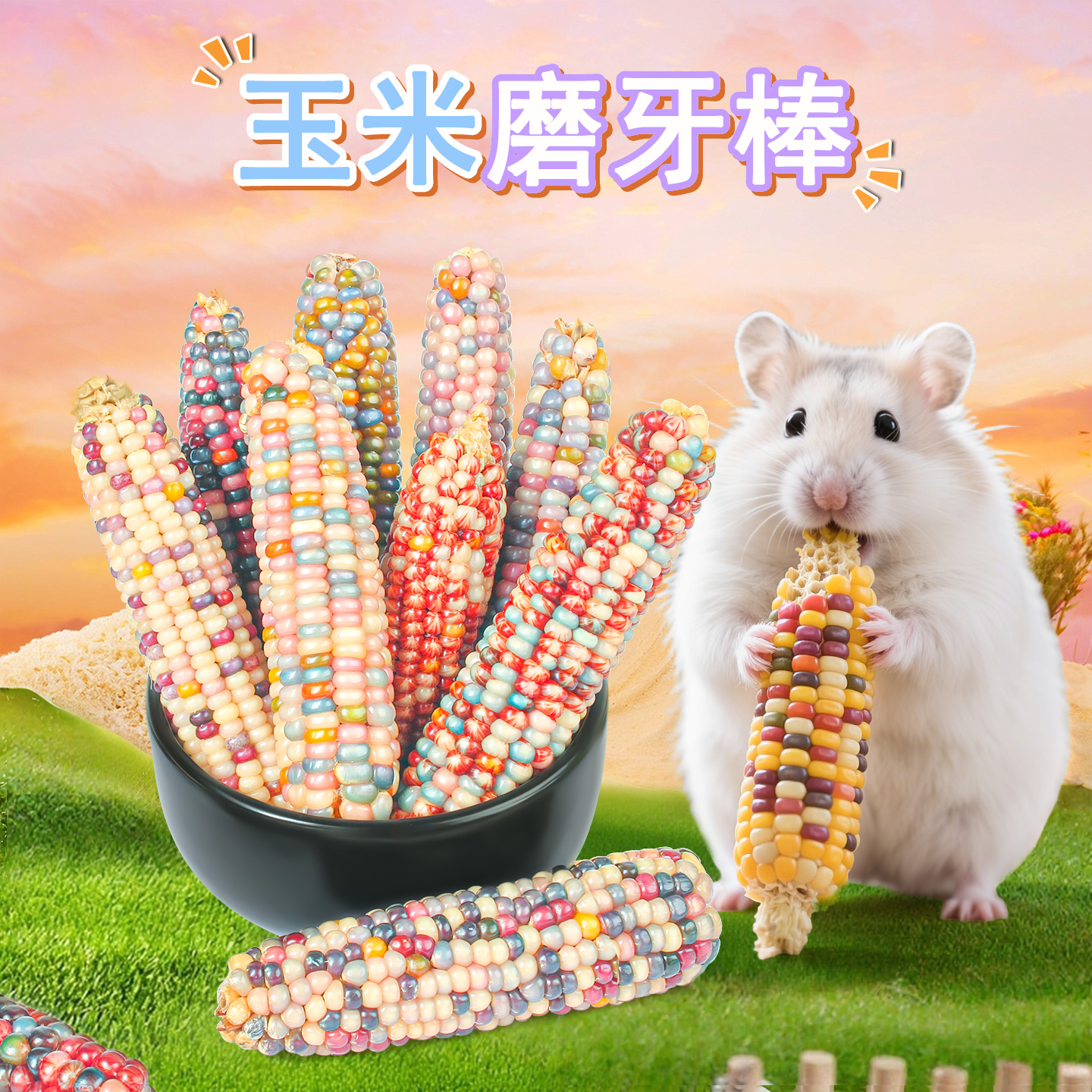 仓鼠零食小玉米磨牙棒粮食可食用面包虫金丝熊花枝鼠造景生活用品