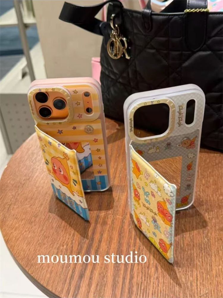 ins创意翻盖镜面条纹星星人适用iPhone17pro手机壳16promax卡通15