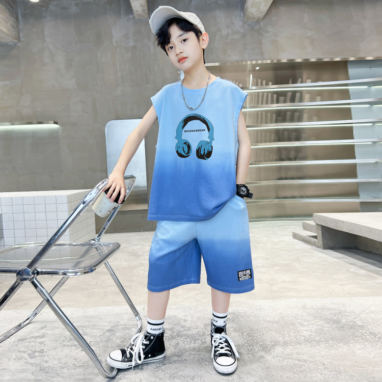 男童夏装背心套装2025新款中大童夏季儿童装运动无袖衣服潮酷套装