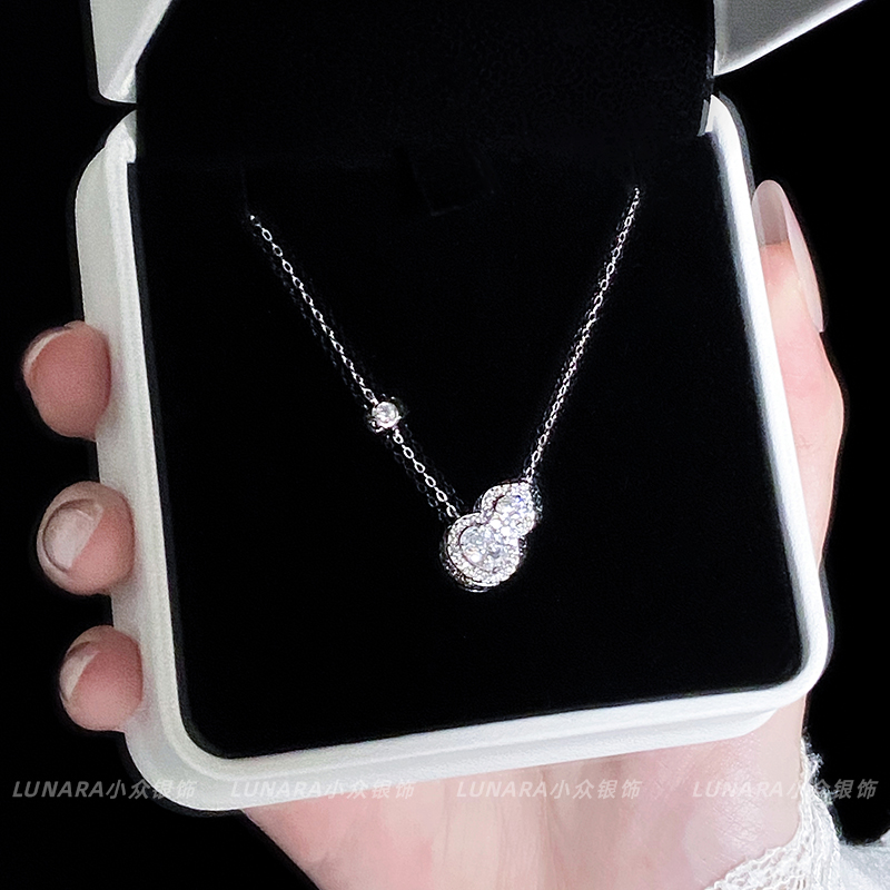 坠链均足银 999足银闪钻葫芦宝项链轻奢小众高级感新中式生日礼物