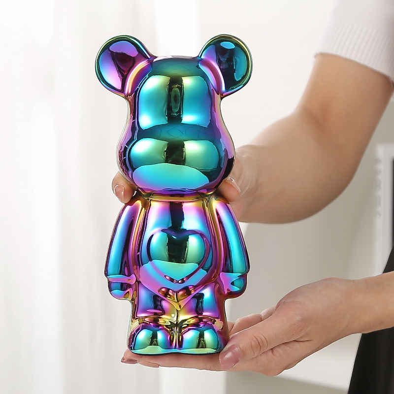 20CM网红爱心熊客厅玄关装饰摆件轻奢电镀酒柜装饰品摆件