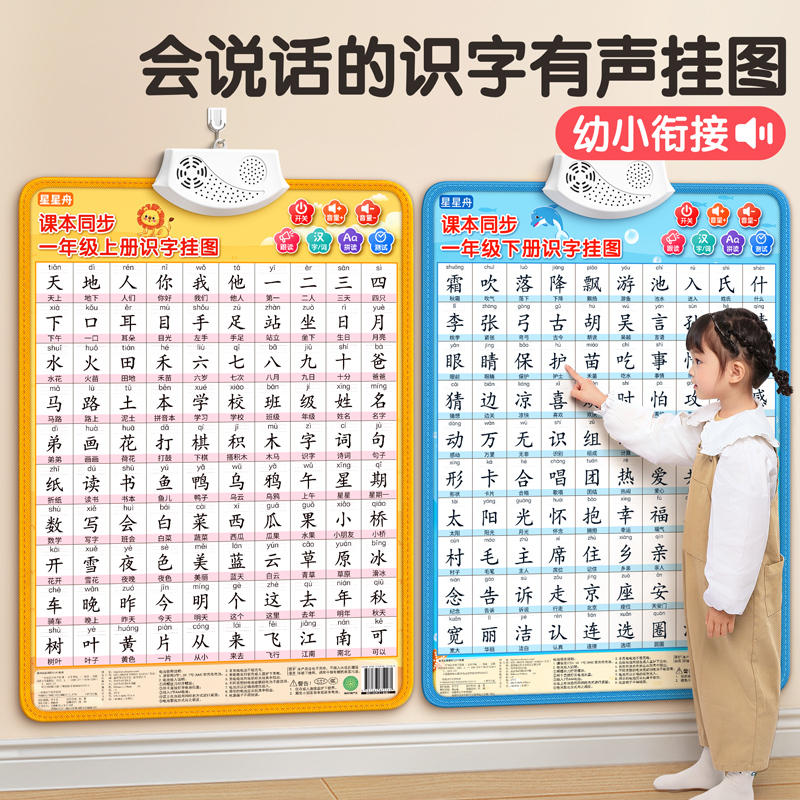 2025新版一年级识字有声挂图幼儿童认字点读神器看图墙贴幼小衔接