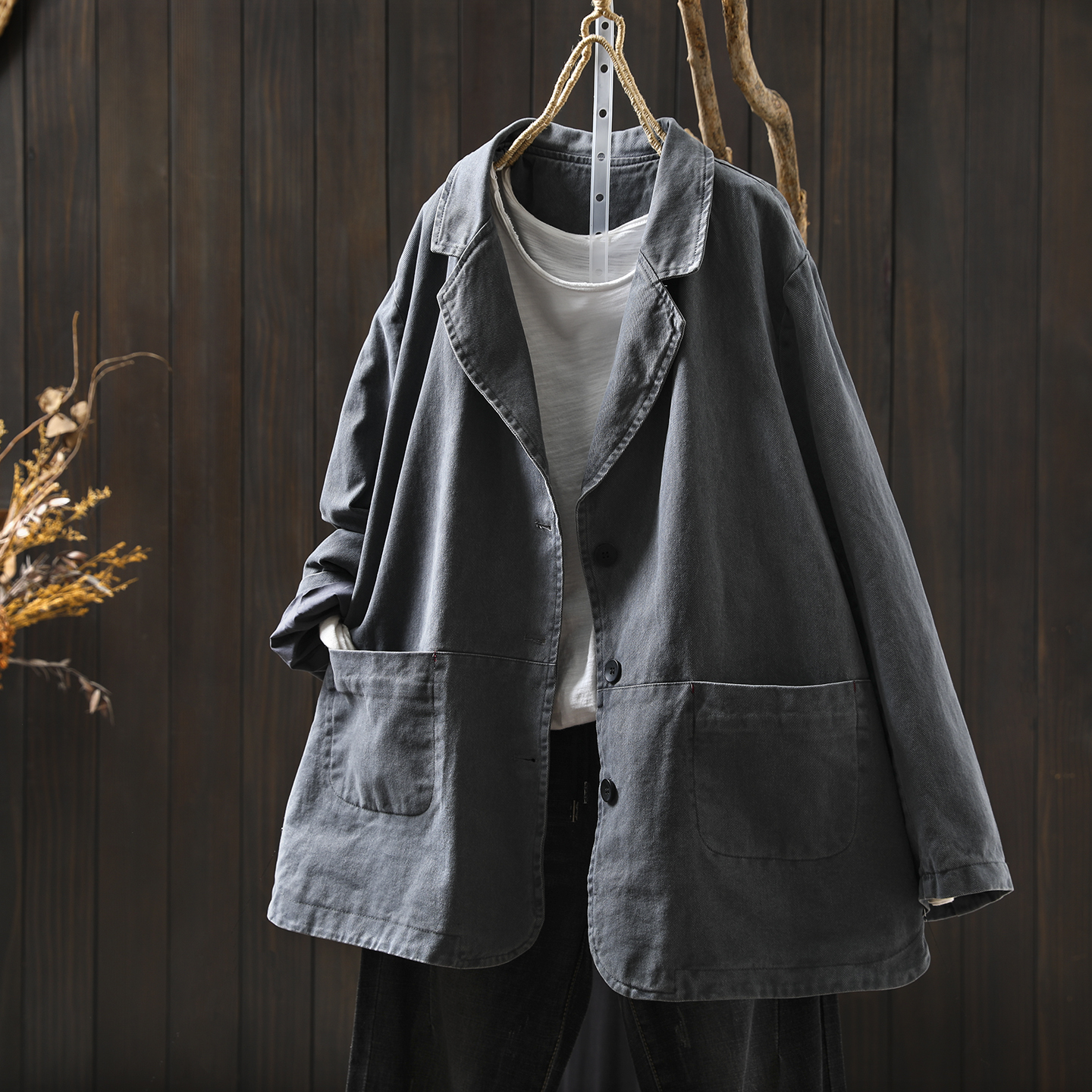 2025款巨好看的外套女秋季西装领时尚宽松三粒扣复古气质百搭上衣