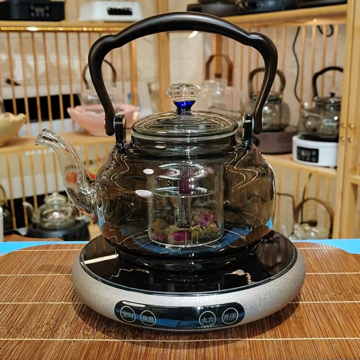 （横硕）冰裂纹新款1300瓦超薄智能家用型电陶炉茶具套装