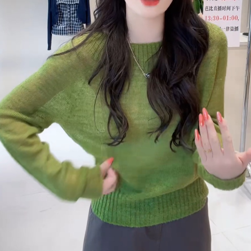 【温流纱】新款秋季 纯色百搭高级套头显瘦毛衫LK2505832