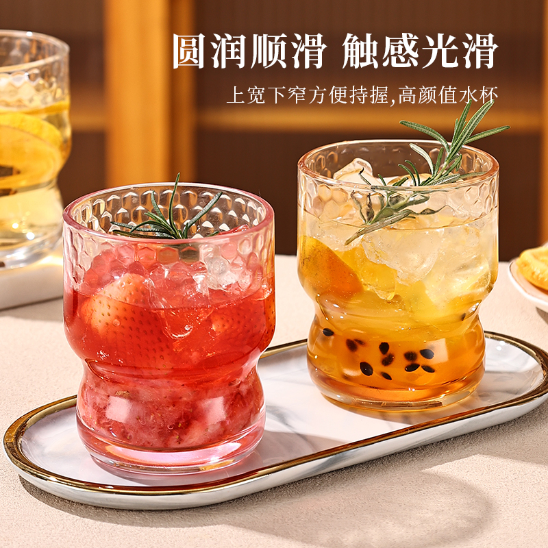 【大号6个】水杯茶杯酒杯简约风啤酒杯耐热宽口款日式简约傣族风格