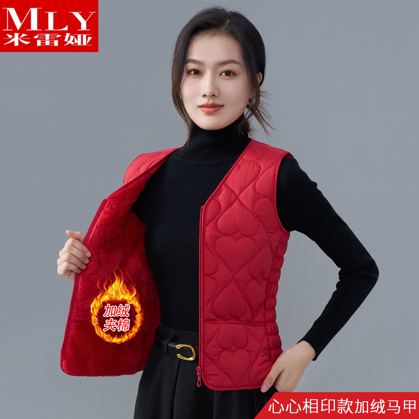 2025新款爆款秋冬加绒马甲女内穿修身保暖中老年妈妈装棉马夹背心