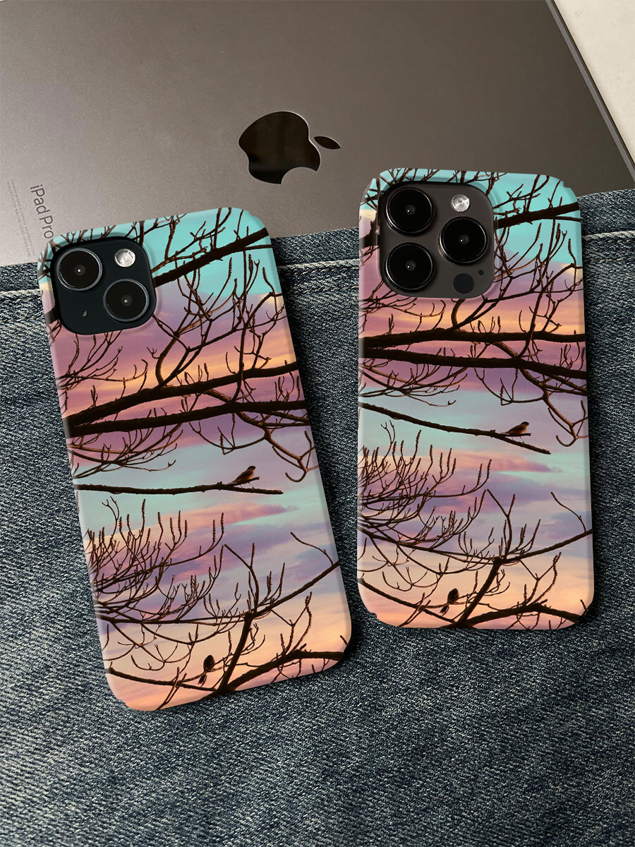 夕阳树枝手机壳适用于苹果16promax17华为荣耀vivo小米等