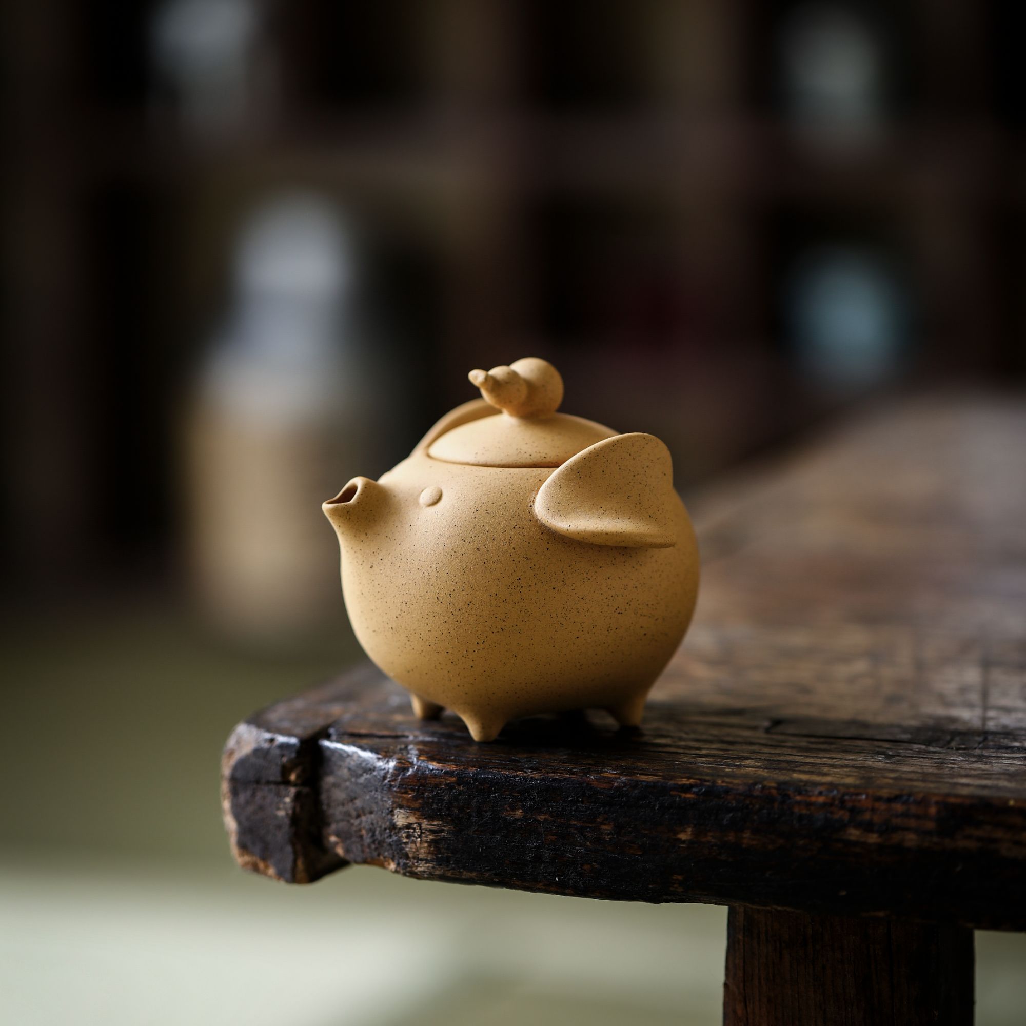 百垚纯手工黄段泥金猪壶复古精致小容量家用煮泡器手抓壶一壶一杯