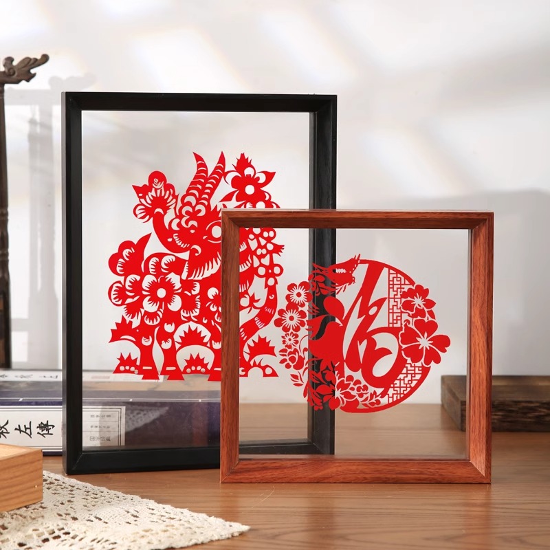 双面透明相框摆台亚克力标本剪纸夹片装裱作品展示框正方形画框A4