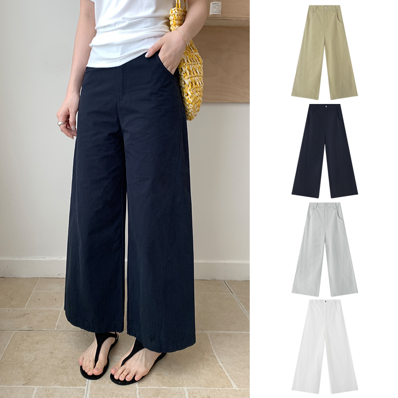 Miss sumeyY3828自制高腰显瘦夏季九分微弯刀裤女垂感休闲长裤子