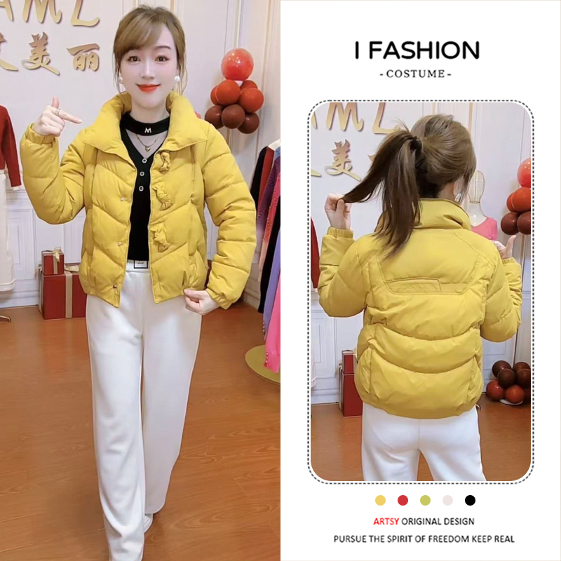 2025年冬季新款时尚气质减龄棉服女宽松显瘦百搭单排扣长袖上衣