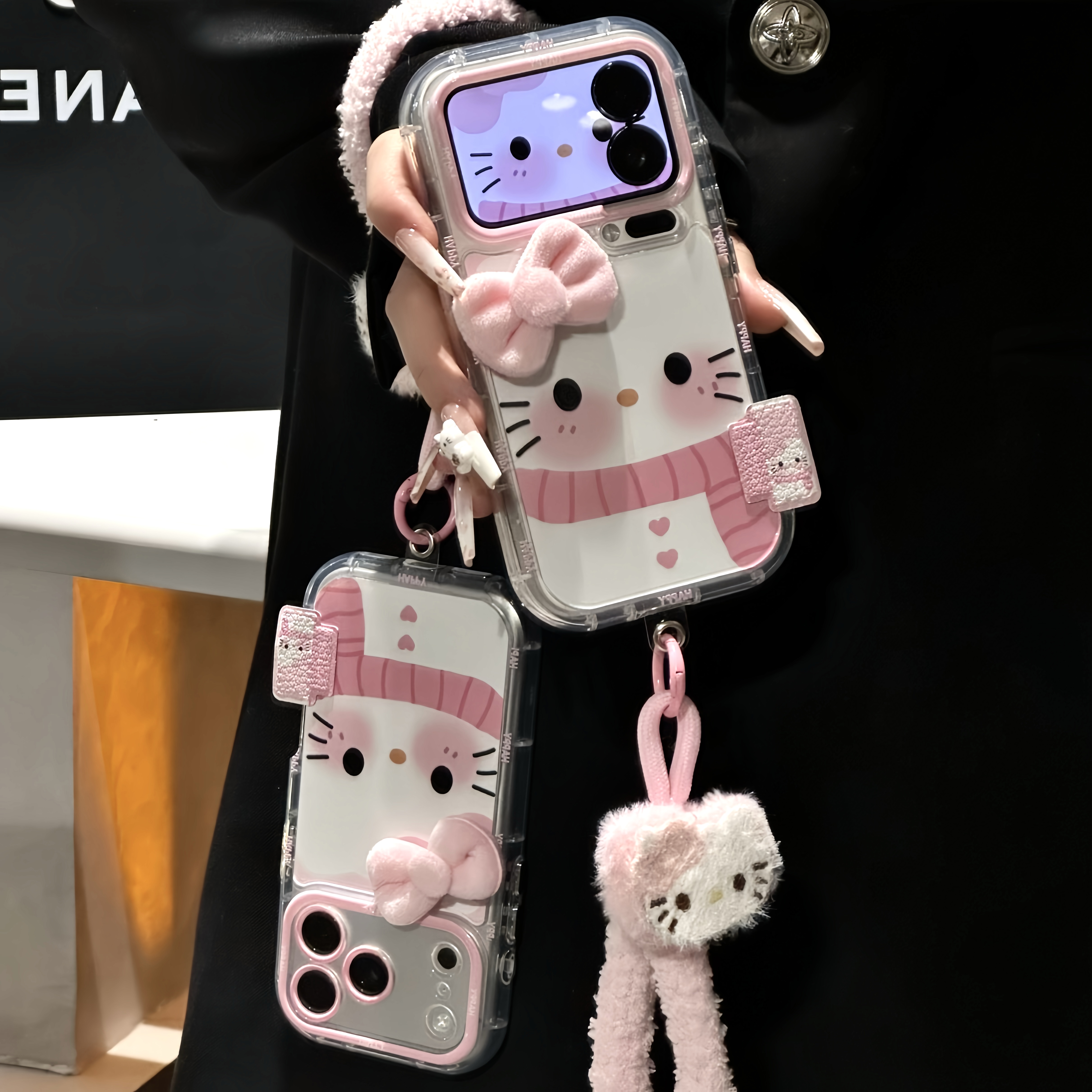 蝴蝶结围巾KT挂绳适用苹果17/16promax手机壳14华为vivoppo小米15