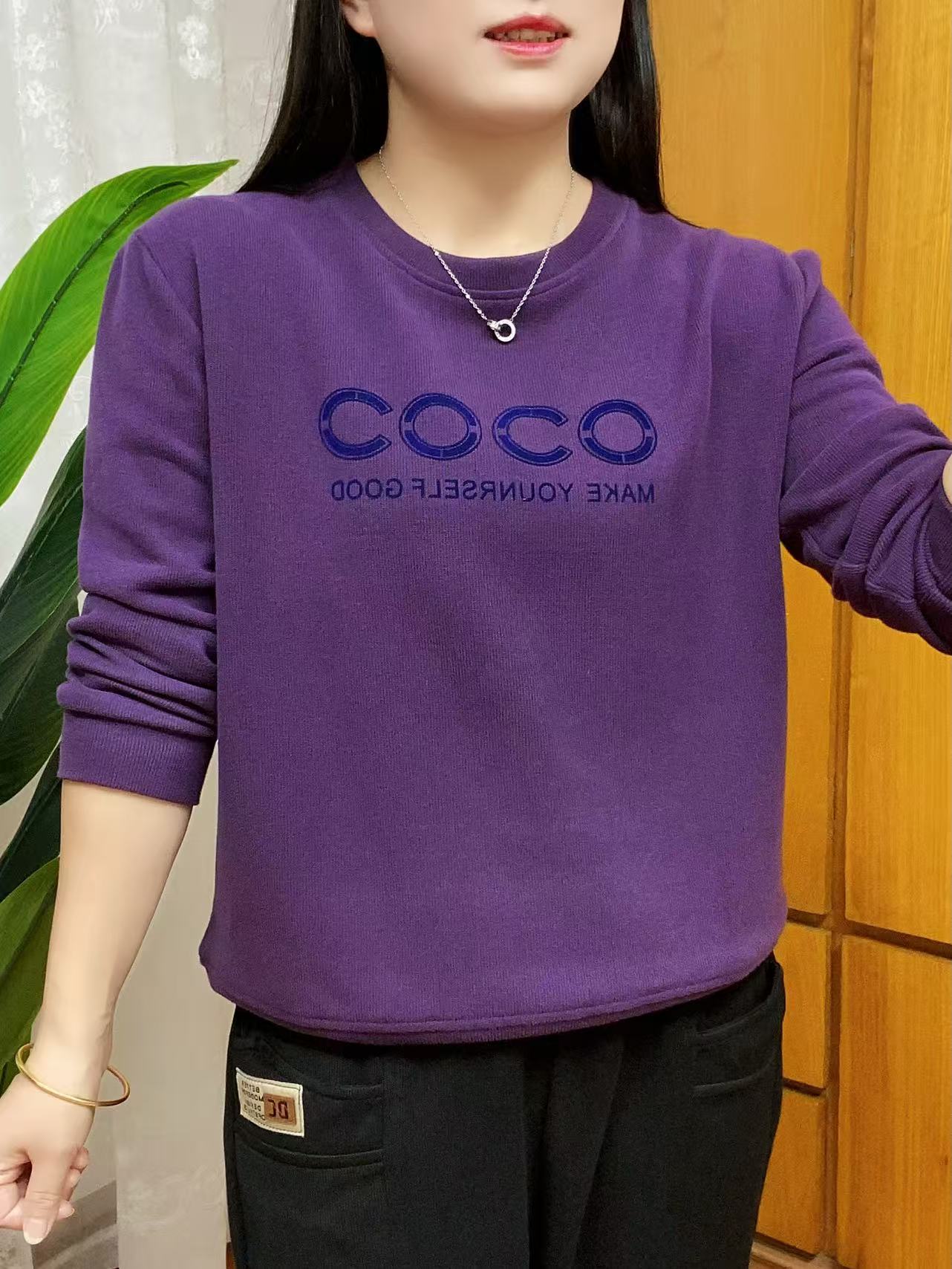 2025春秋新款卫衣时尚洋气遮肚显瘦减龄宽松休闲印花百搭上衣