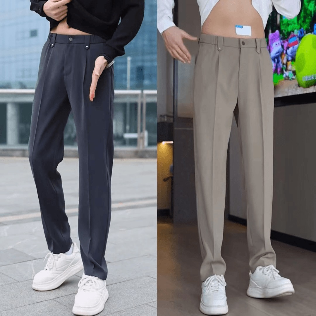 高级感丝滑垂顺休闲裤男小直筒垂感时尚百搭透气微弹九分西装裤潮