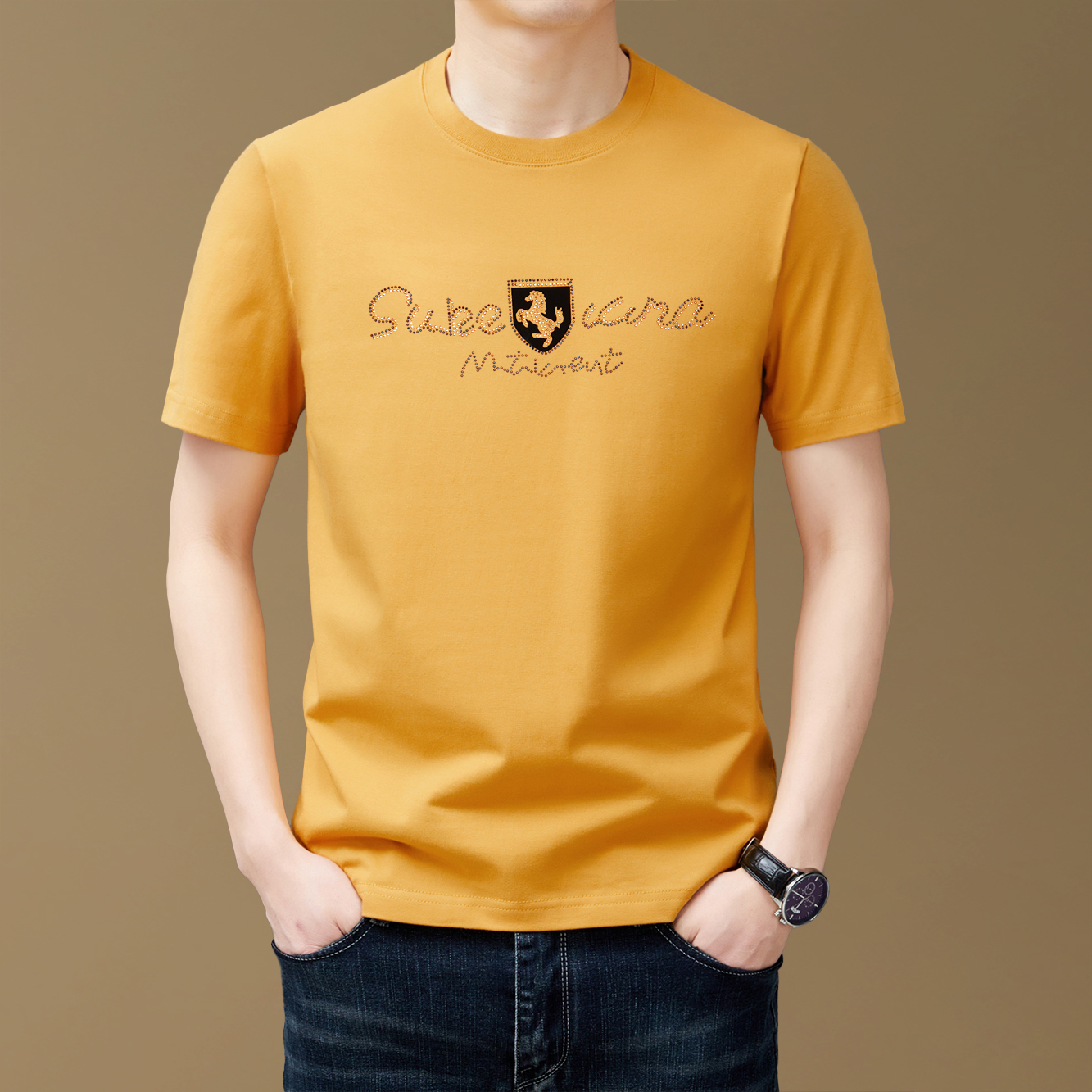 【专柜正品】欧洲轻奢夏季新款高档时尚纯棉圆领男短袖百搭透气T恤