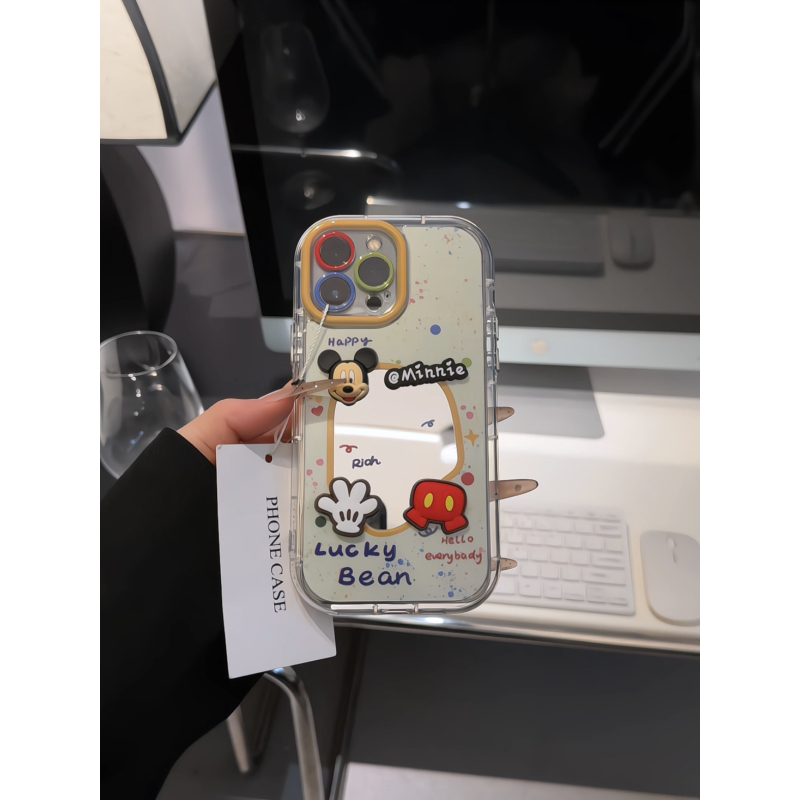 泼墨米奇适用苹果17pro手机壳16promax镜面华为p80奶油荣耀小米15