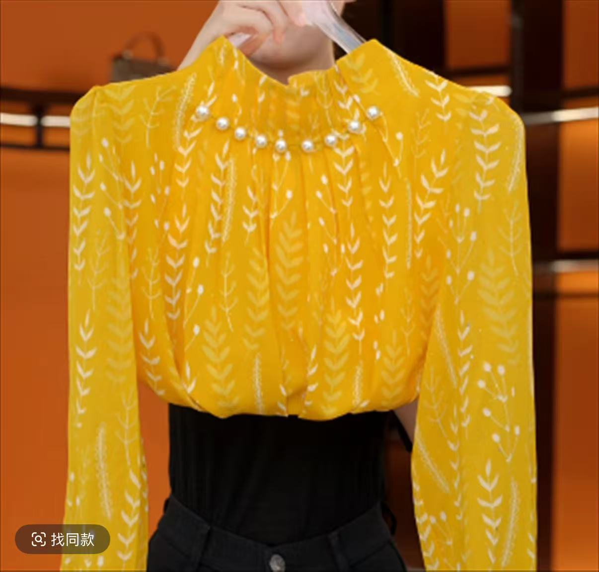 长袖钉珠气质法式薄款上衣打底常规秋季衬衫