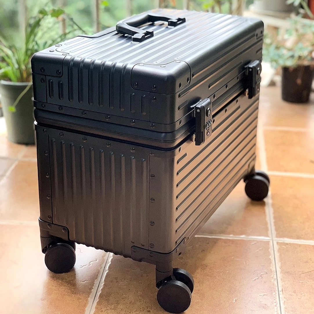 全铝镁合金摄影拉杆箱高档行李箱18寸金属工具箱万向轮男女机长箱