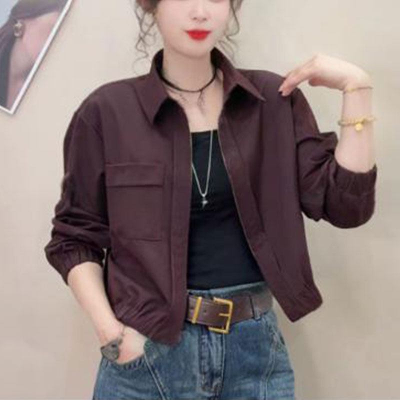 高级感欧货翻领短款外套女2025秋季新款休闲时尚洋气宽松炸街上衣