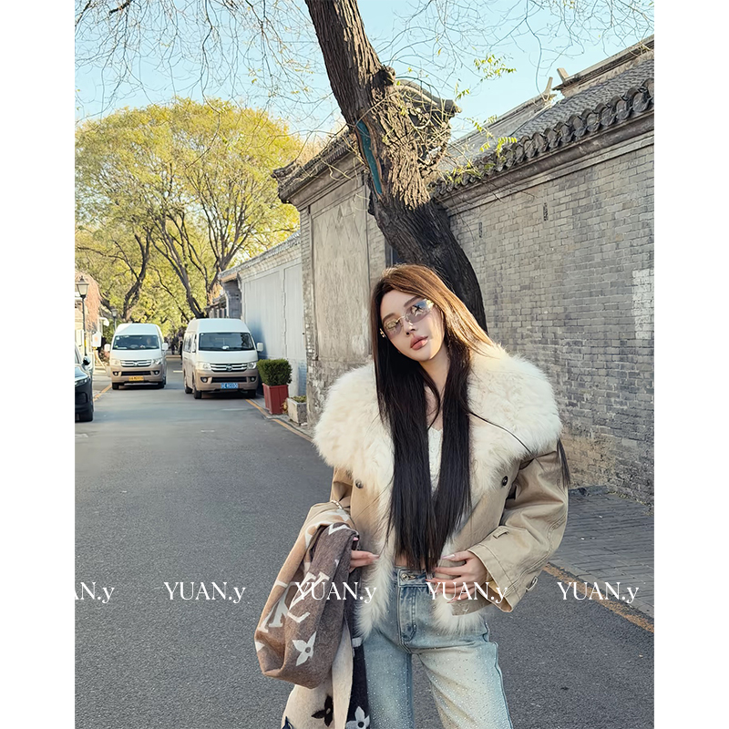 媛媛【暖月蜷缩】90白鹅绒羽绒服女新款狐狸毛大毛领鹅绒服#W1000