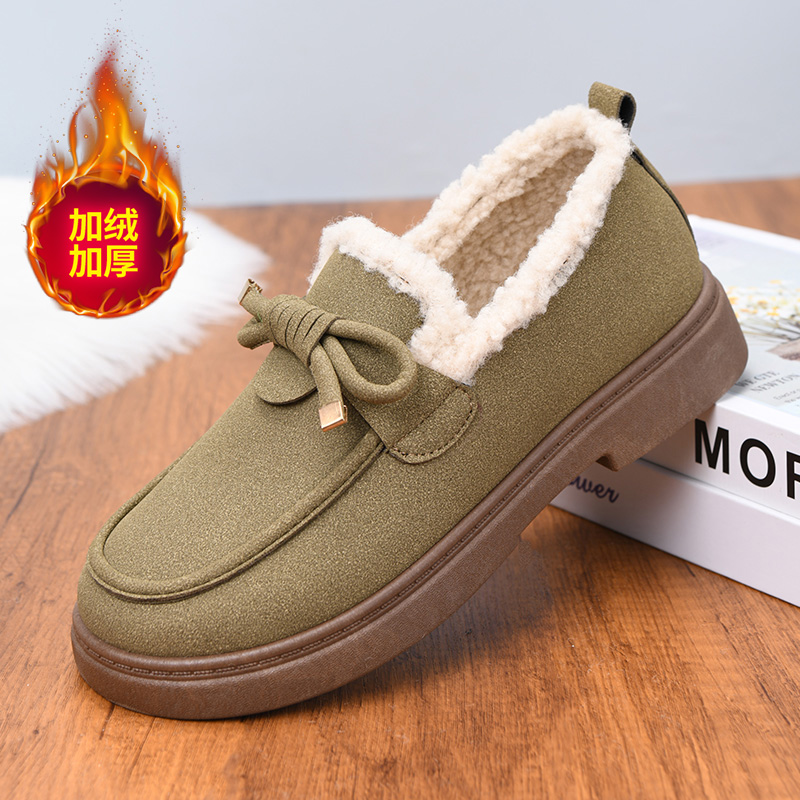 棉鞋女2025秋冬季豆豆鞋女加绒保暖休闲鞋平底懒人鞋一脚蹬女鞋潮