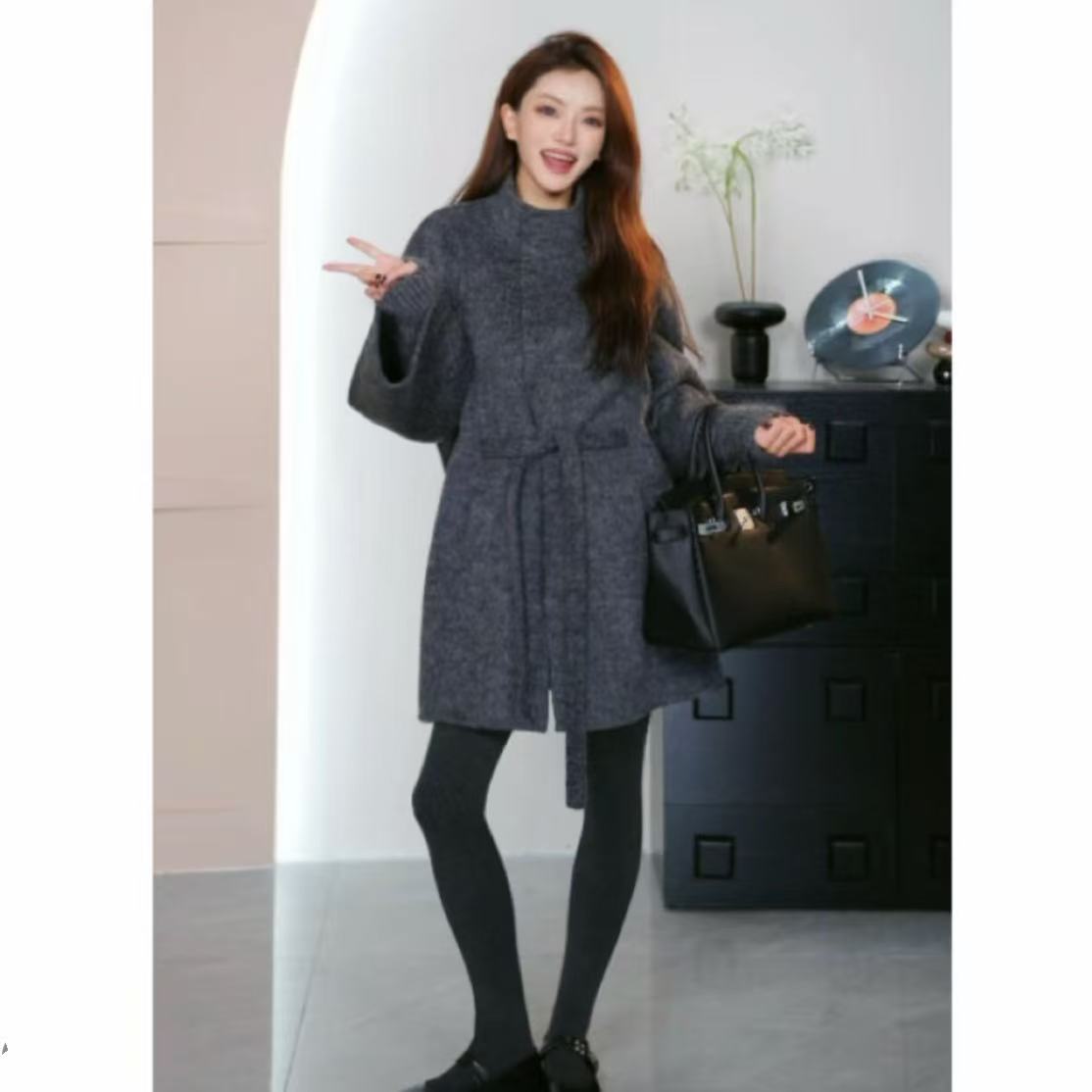 言言 / 初冬 秋冬高级感赫本风立领姐妹款双面羊毛大衣女01x
