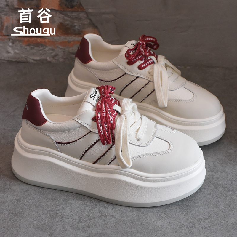 shougu/首谷2025秋季新款小个子厚底小白鞋女休闲增高运动板鞋潮