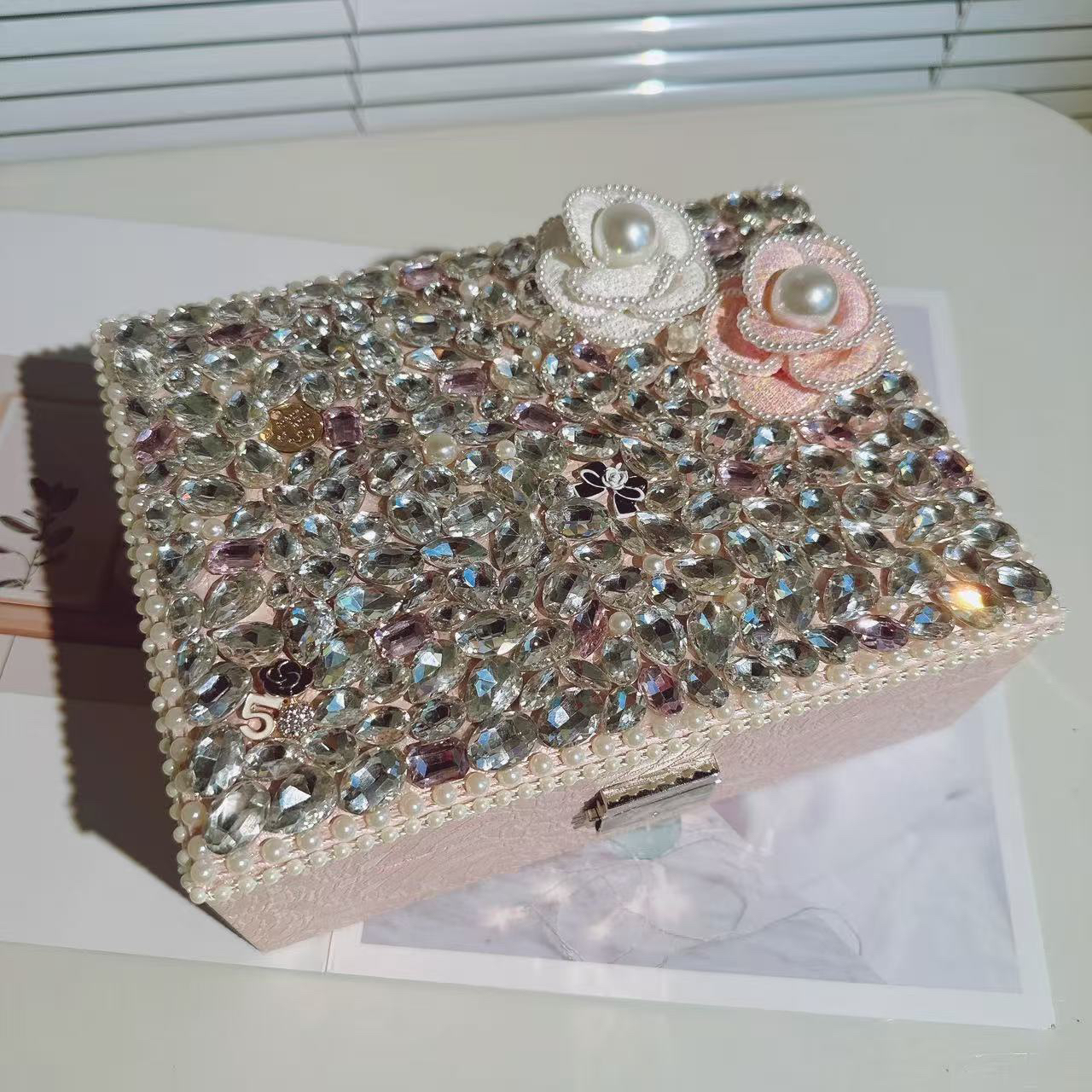 首饰盒/箱 首饰盒带锁手饰复古耳饰大容量整理盒饰品盒简约