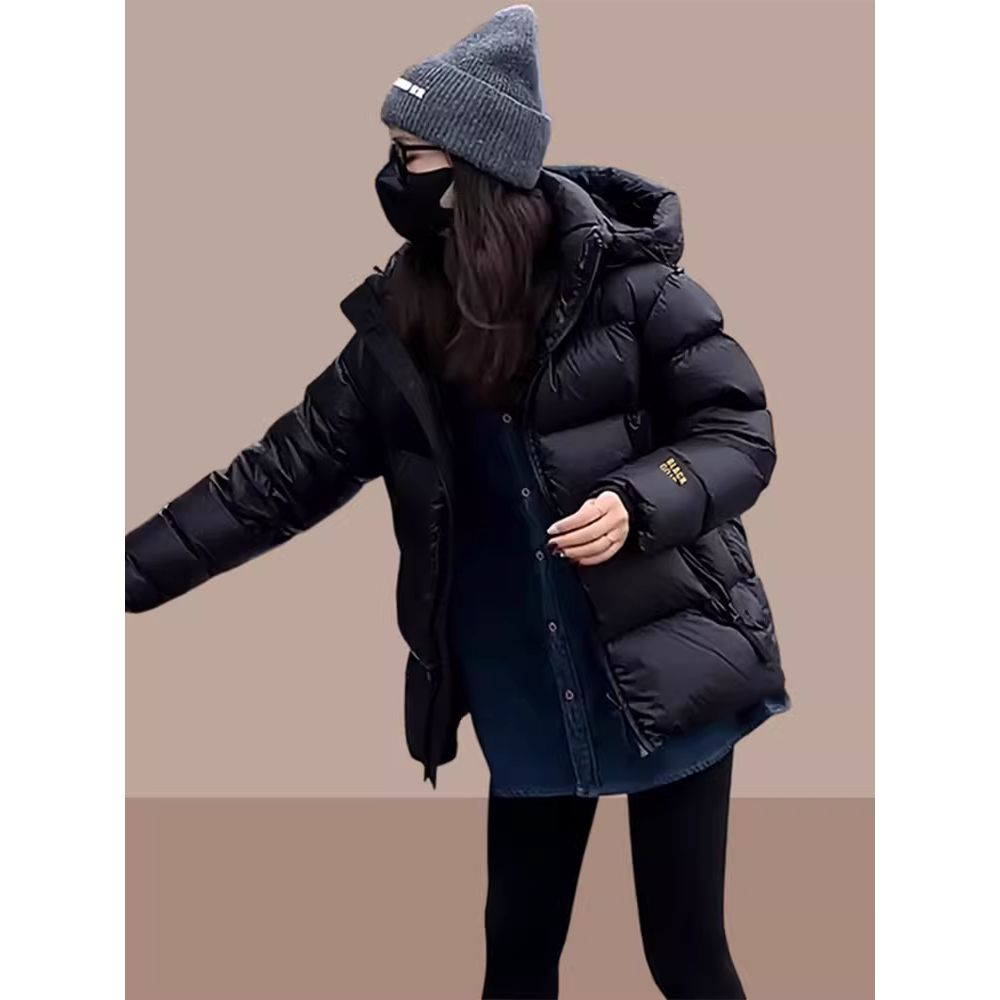 【万达撤柜】黑金羽绒服女2025冬新款小个子宽松时尚黑色面包服短款