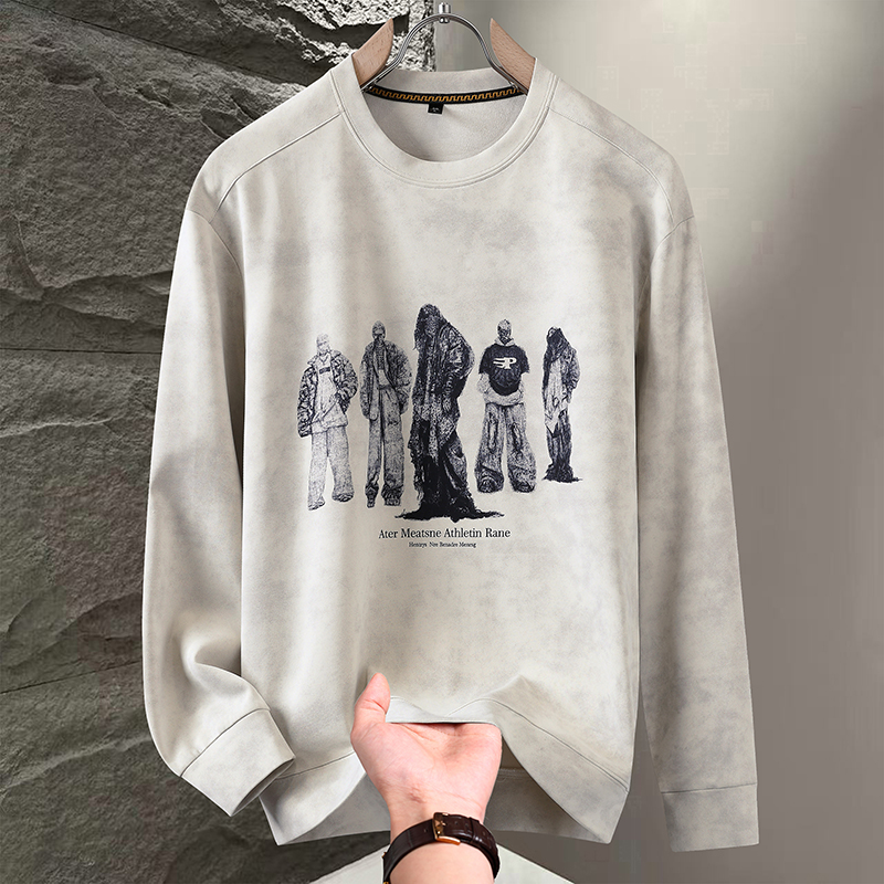 扎染t恤男士长袖春秋季新款圆领卫衣潮牌美式复古休闲体恤衫男款