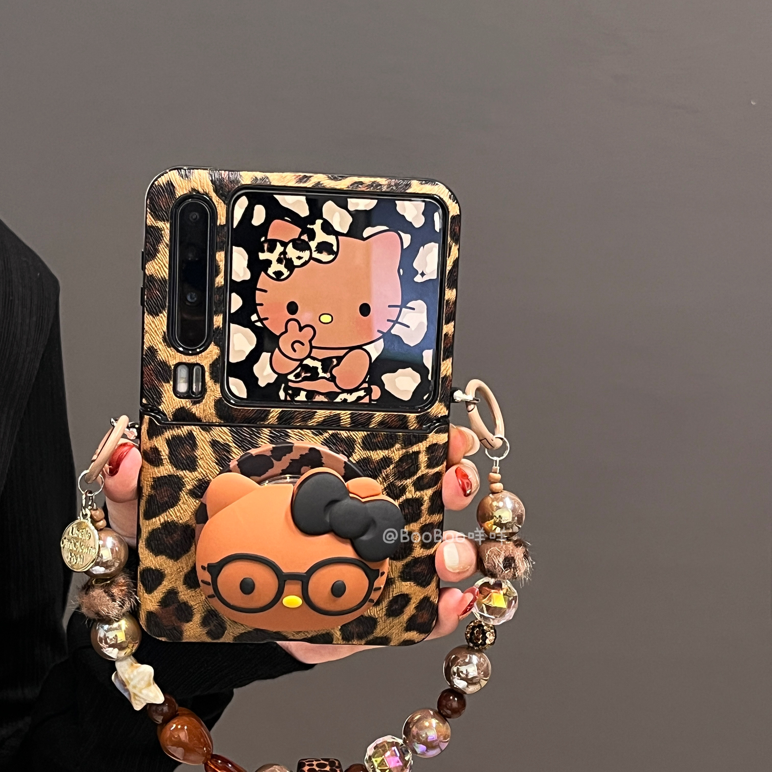 豹纹kt猫磁吸适用华为PuraX手机壳pocket2折叠屏荣耀magicvflip2