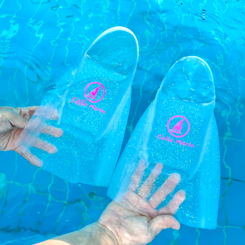 ciellemarin喜马林游泳硅胶脚蹼自由泳蛙鞋儿童成人带闪隐形脚蹼