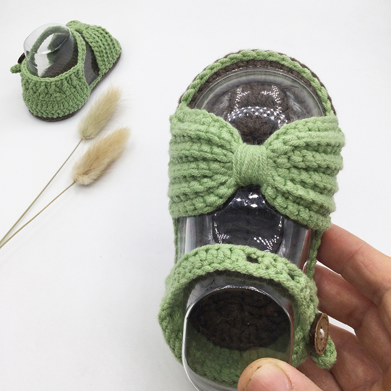婴儿凉鞋手工编织宝宝鞋毛线鞋材料包0基础软底学步鞋diy钩针教程