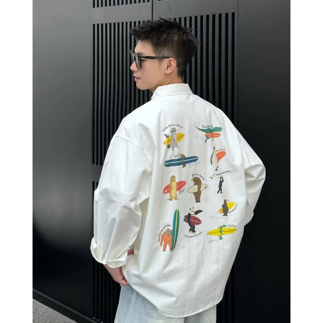 高品质男士休闲百搭痞帅港风高级感宽松潮流舒适ins风韩版衬衫