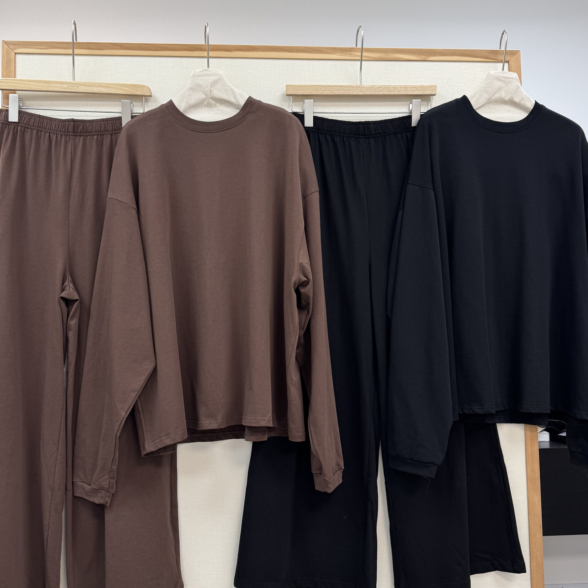 （有趣）上衣裤子分开拍秋款休闲纯色长袖T恤简约阔腿裤百搭