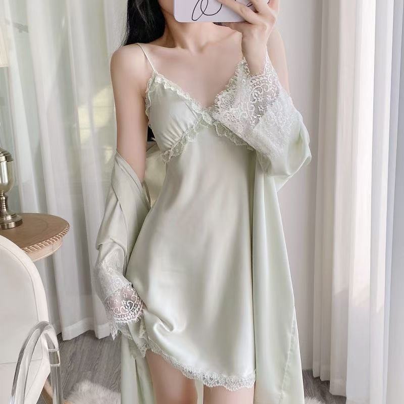 2025新款性感睡衣纯欲女款俏皮新款纯欲吊带睡裙睡袍套装带胸垫