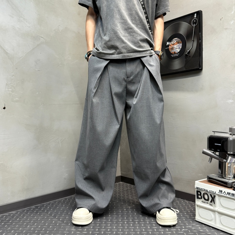 老钱风常规款直筒裤男款秋冬设计感褶皱长裤百搭阔腿裤美式休闲裤