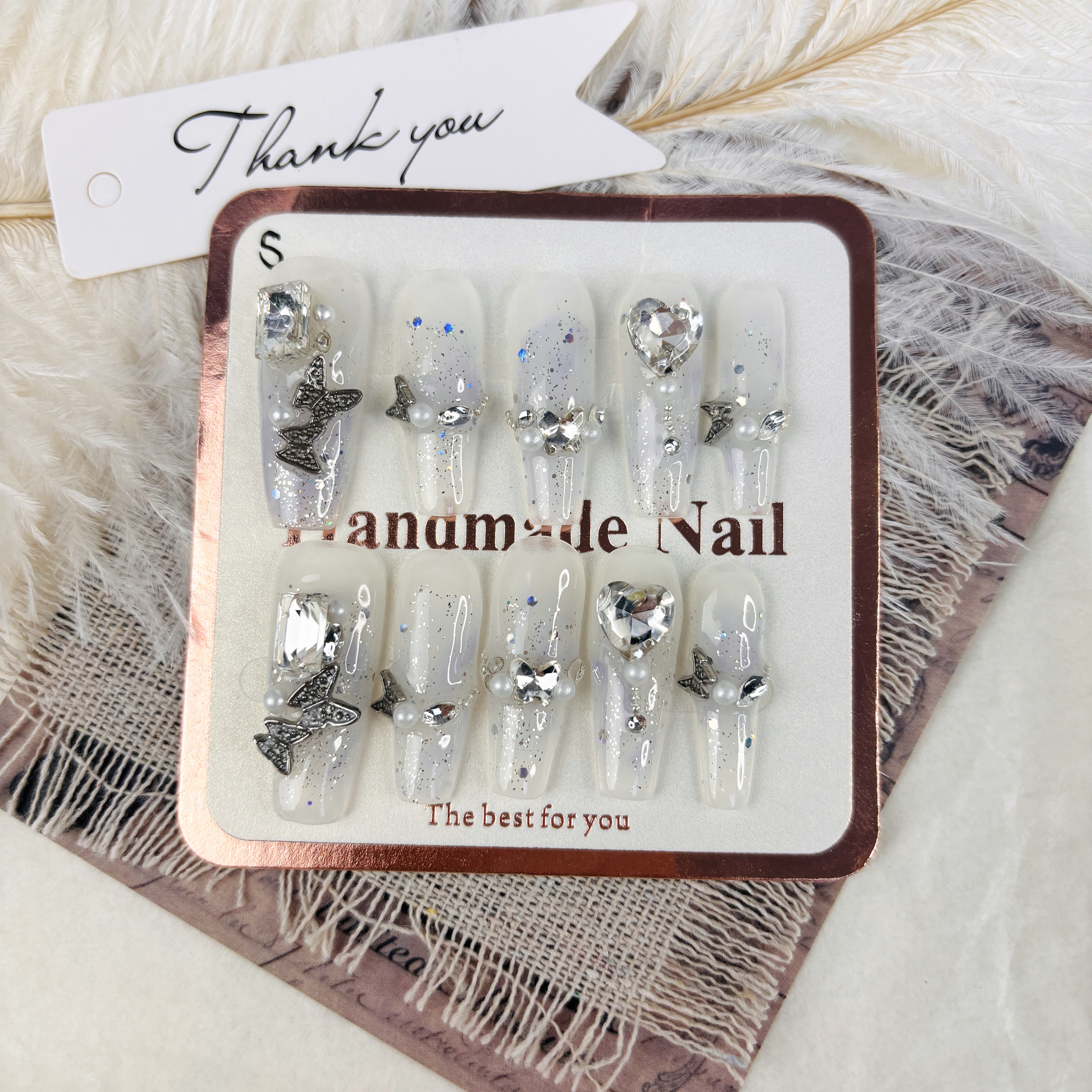 【全疆包邮022】高级纯欲纯手工穿戴甲ins风穿戴式可爱冰透高级