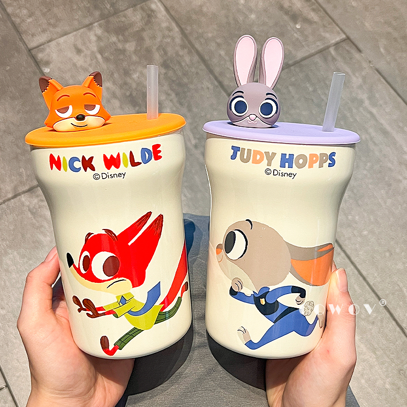 陶瓷马克杯带盖情侣水杯家用疯狂动物城联名水杯