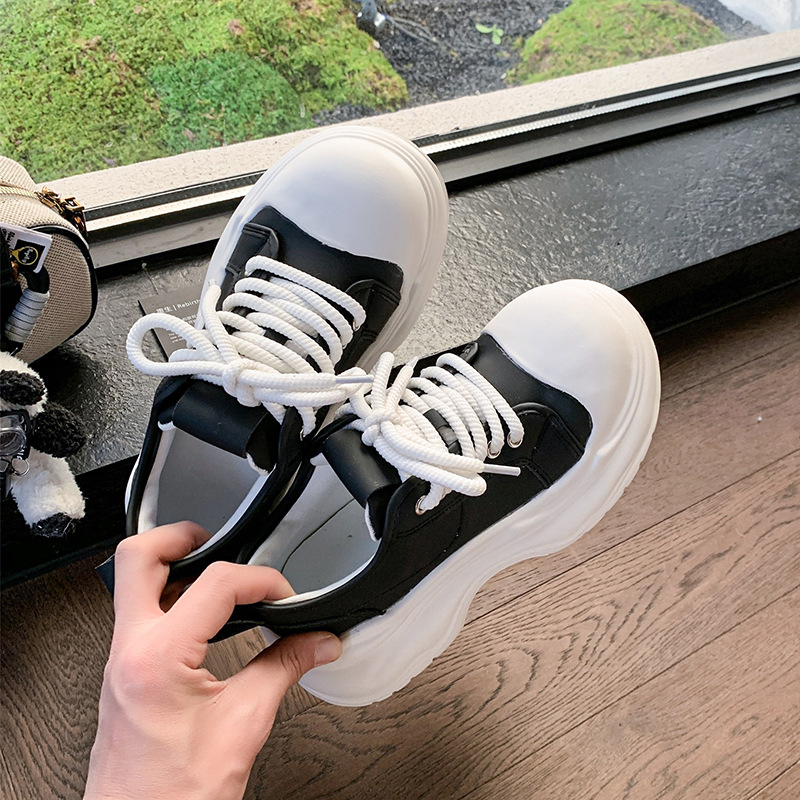 【原创】厚底炸街款老爹鞋女2024秋季新款帆布时尚洋气增高休闲鞋女