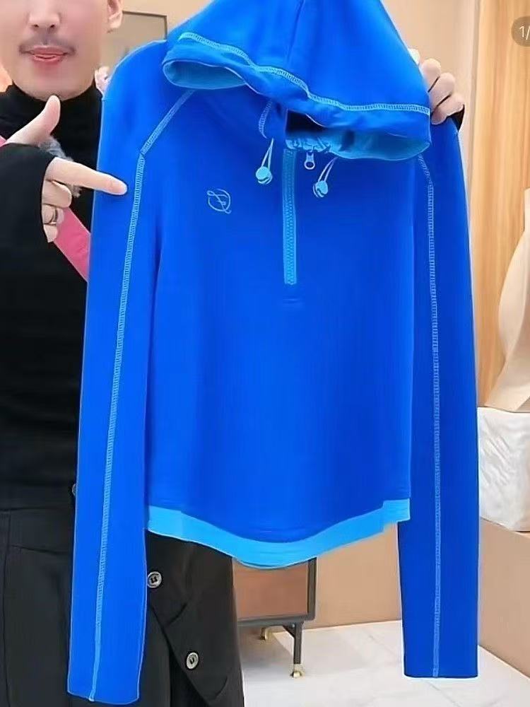 T恤女2025秋冬新款德绒打底衫连帽女高弹百搭修身显瘦上衣