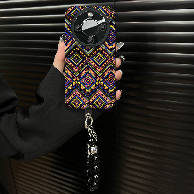 适用于【华为畅享70x】复古菱格花纹ins风小羊皮创意网红手机壳女款